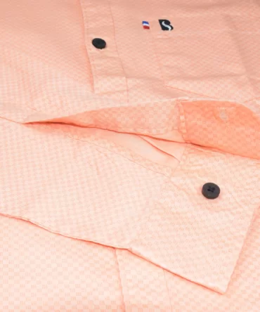 SHIRT0015 Bawa Style Cotton Orange Small Checks Full Sleeve Slim Fit Casual Shirts