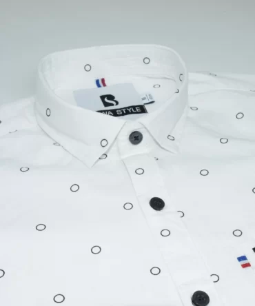 SHIRT0024 Bawa Style Cotton White Bubbles Full Sleeve Slim Fit Casual Shirts