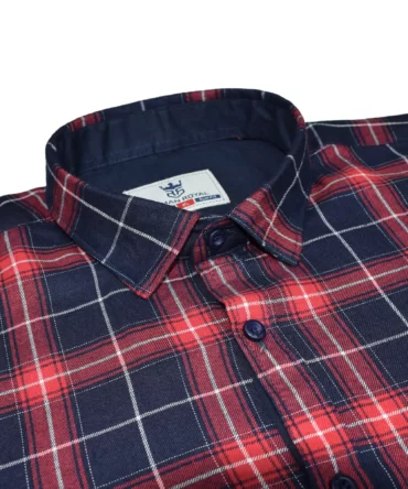 SHIRT0046 Roman Royal Premium Cotton Twill Red and Blue Checks Full Sleeve Slim Fit Casual Shirts