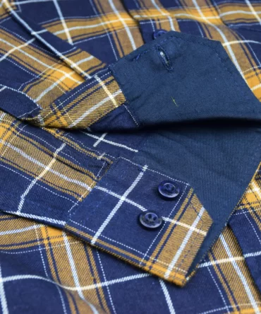 SHIRT0047 Roman Royal Premium Cotton Twill Yellow and Blue Checks Full Sleeve Slim Fit Casual Shirts