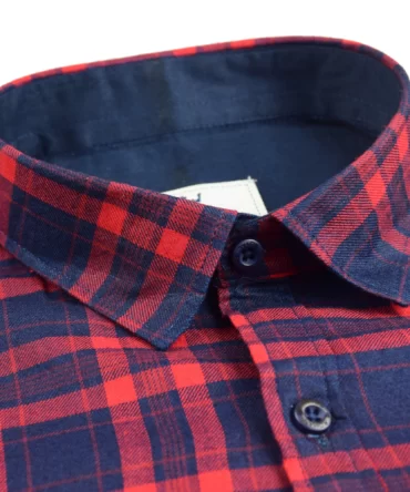 SHIRT0051 Roman Royal Premium Cotton Twill Red and Indigo Checks Full Sleeve Slim Fit Casual Shirts