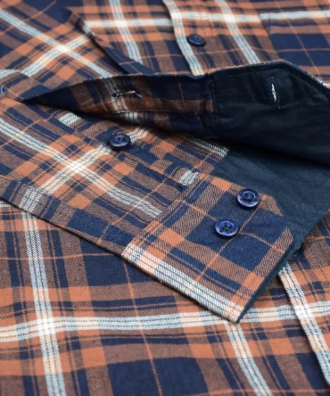 SHIRT0055 Roman Royal Premium Cotton Twill Indigo Brown Checks Full Sleeve Slim Fit Casual Shirts