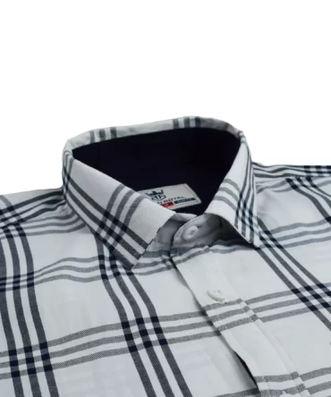 Roman Royal Premium Cotton Twill Whiteand Black Checks Full Sleeve Slim Fit Casual Shirts